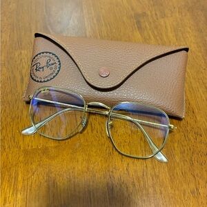 Ray-Ban Gold Frame Glasses with Brown Case